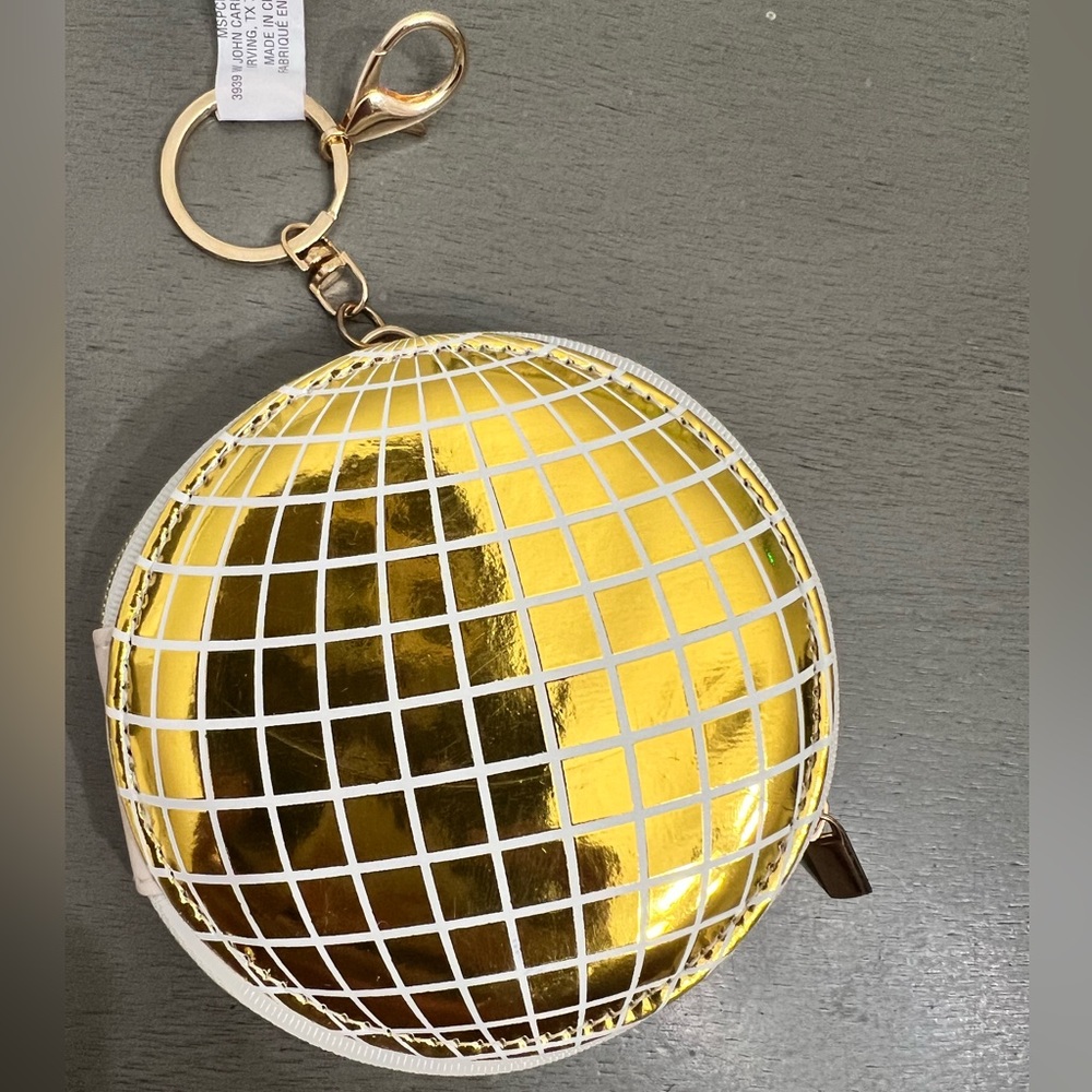 NWT Disco Ball gold and white coin purse